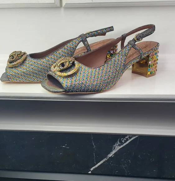 Kurt Geiger Multicolor Embellished Heels with Gold Details - Picture 2 of 7